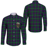 Clan Calder Tartan Long Sleeve Button Shirt Crest And Plaid Basic Style