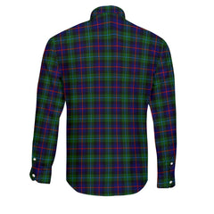 Clan Calder Tartan Long Sleeve Button Shirt Crest And Plaid Basic Style