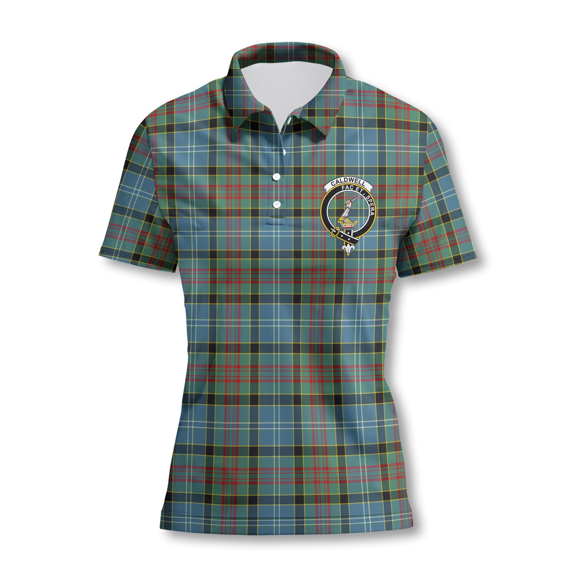 Clan Caldwell Tartan Women Polo Shirt Crest And Plaid Basic Style