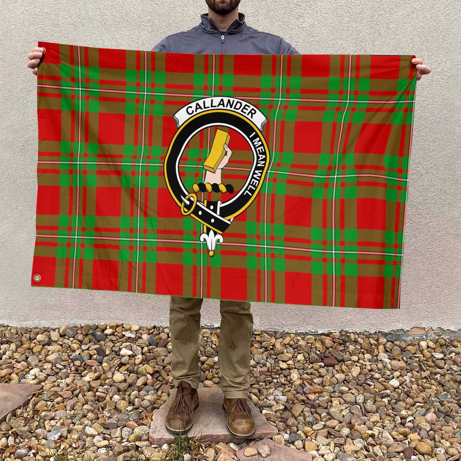 Clan Callander Tartan Flag Crest And Plaid Basic Style