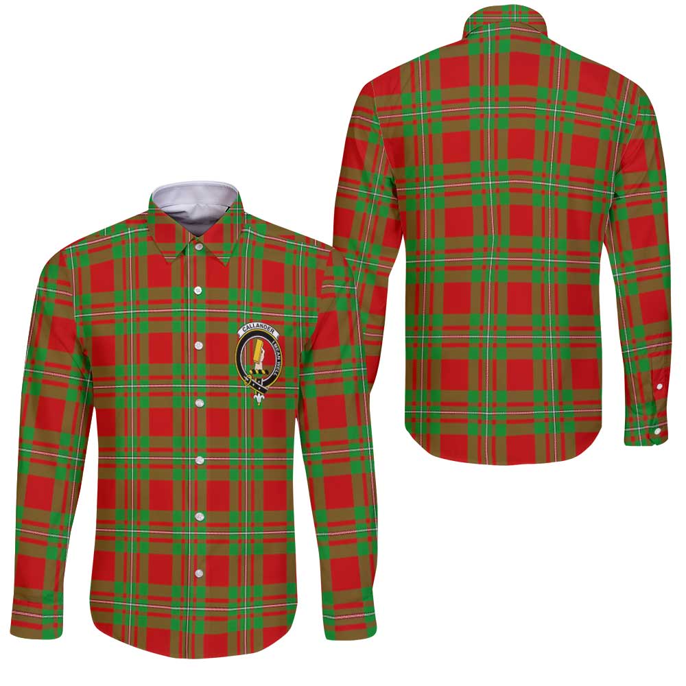 Clan Callander Tartan Long Sleeve Button Shirt Crest And Plaid Basic Style