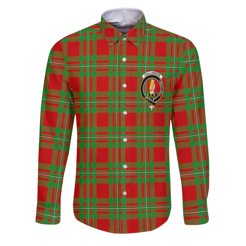 Clan Callander Tartan Long Sleeve Button Shirt Crest And Plaid Basic Style