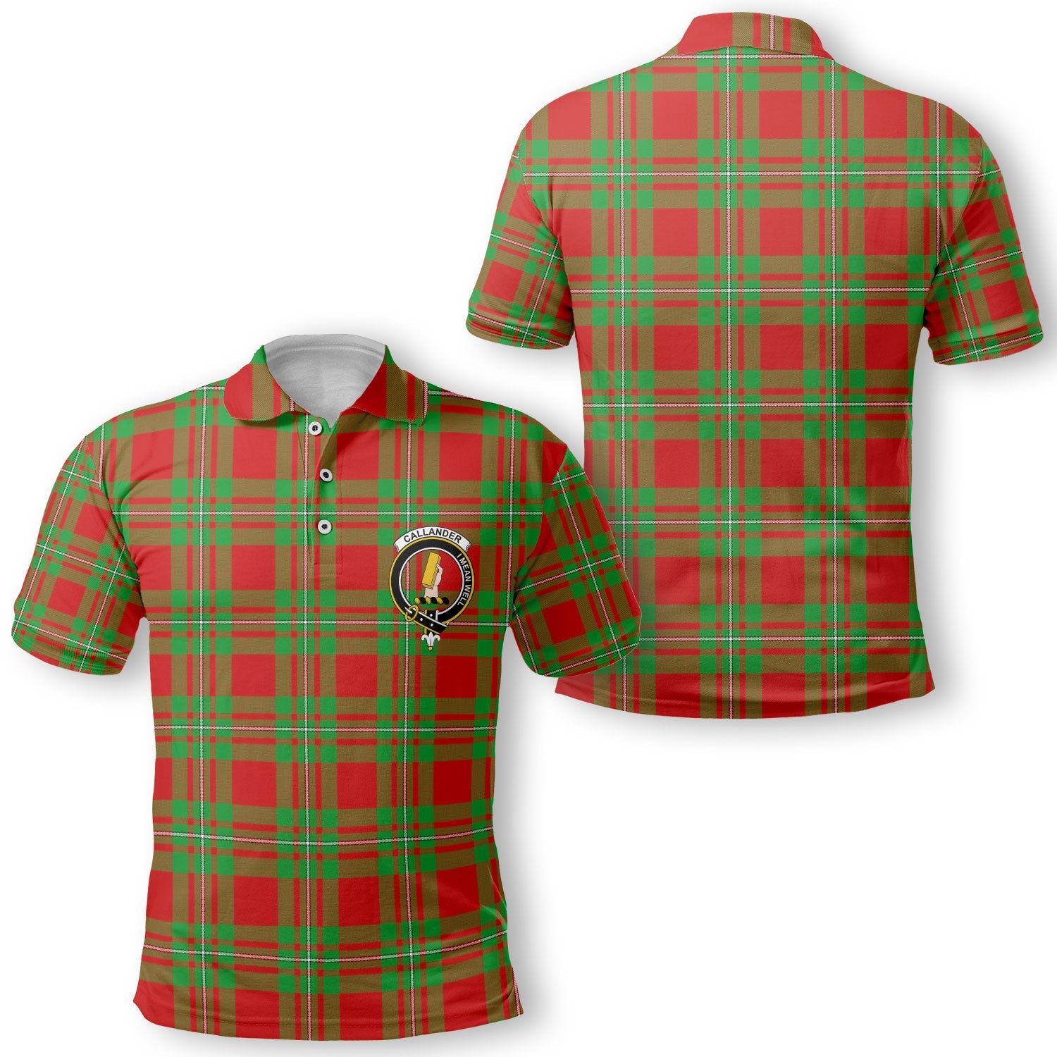 Clan Callander Tartan Men Polo Shirt Crest And Plaid Basic Style
