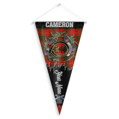 Clan Cameron Tartan Felt Pennant Crest And Plaid Basic Style