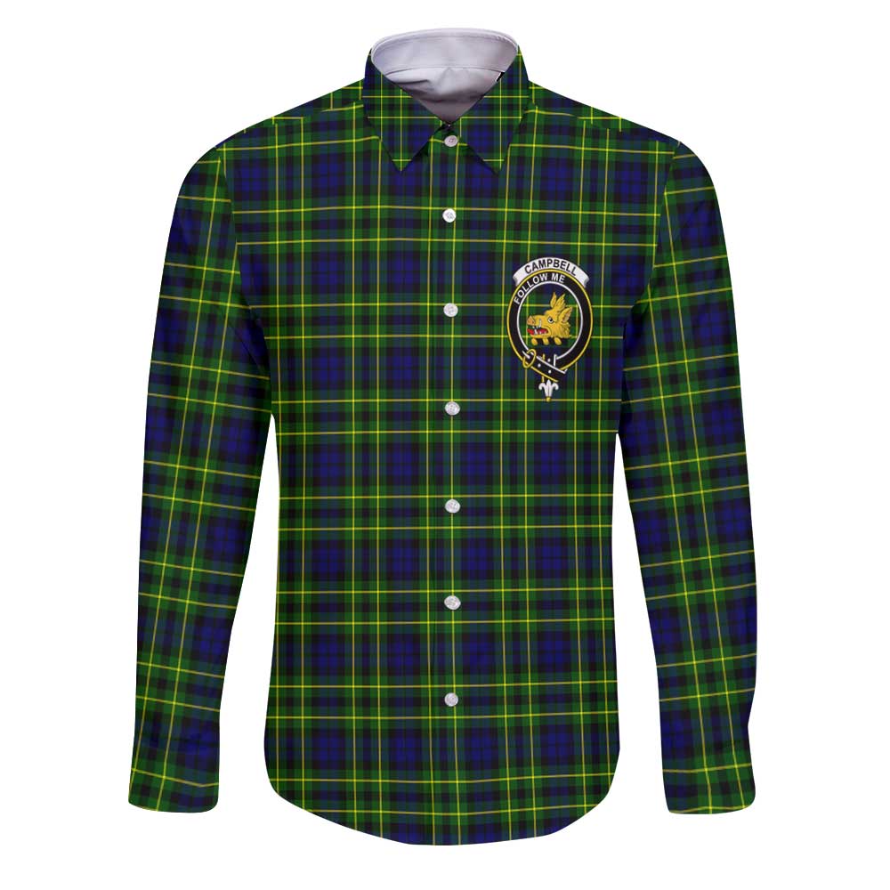 Clan Campbell Of Breadalbane Tartan Long Sleeve Button Shirt Crest And Plaid Basic Style