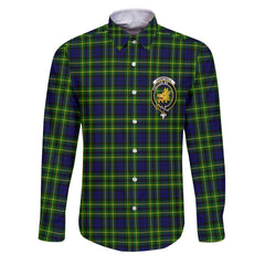 Clan Campbell Of Breadalbane Tartan Long Sleeve Button Shirt Crest And Plaid Basic Style