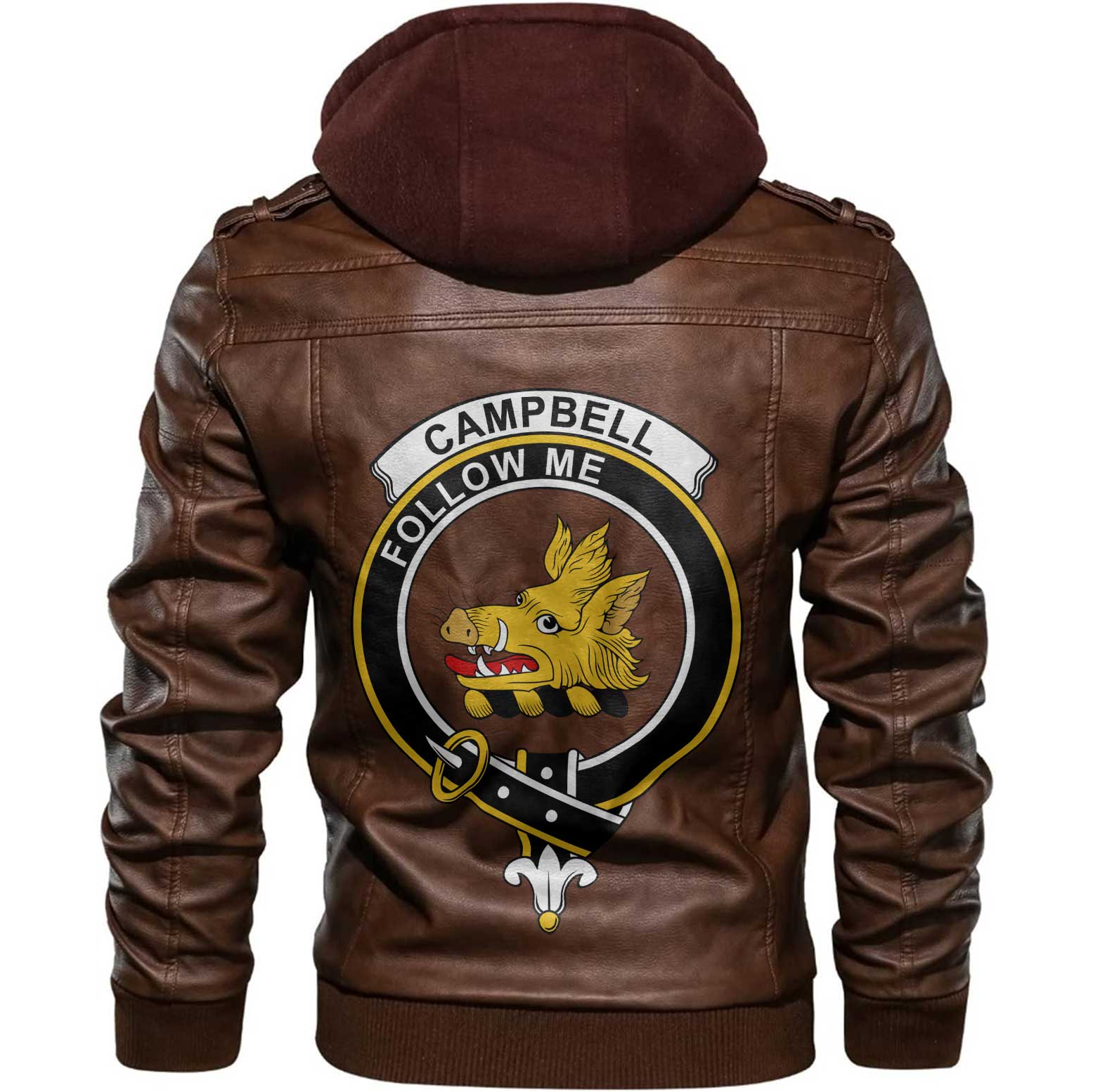 Clan Campbell Of Breadalbane Tartan Zip Leather Jacket Crest And Plaid Basic Style