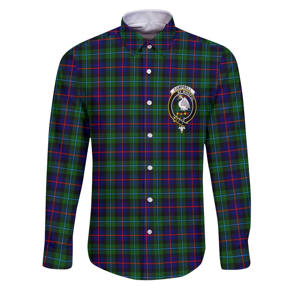 Clan Campbell Of Cawdor Tartan Long Sleeve Button Shirt Crest And Plaid Basic Style