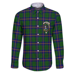 Clan Carmichael Tartan Long Sleeve Button Shirt Crest And Plaid Basic Style