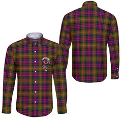 Clan Carnegie Tartan Long Sleeve Button Shirt Crest And Plaid Basic Style