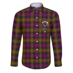 Clan Carnegie Tartan Long Sleeve Button Shirt Crest And Plaid Basic Style