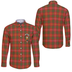 Clan Carruthers Tartan Long Sleeve Button Shirt Crest And Plaid Basic Style