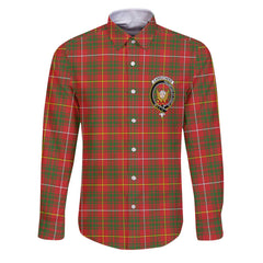 Clan Carruthers Tartan Long Sleeve Button Shirt Crest And Plaid Basic Style