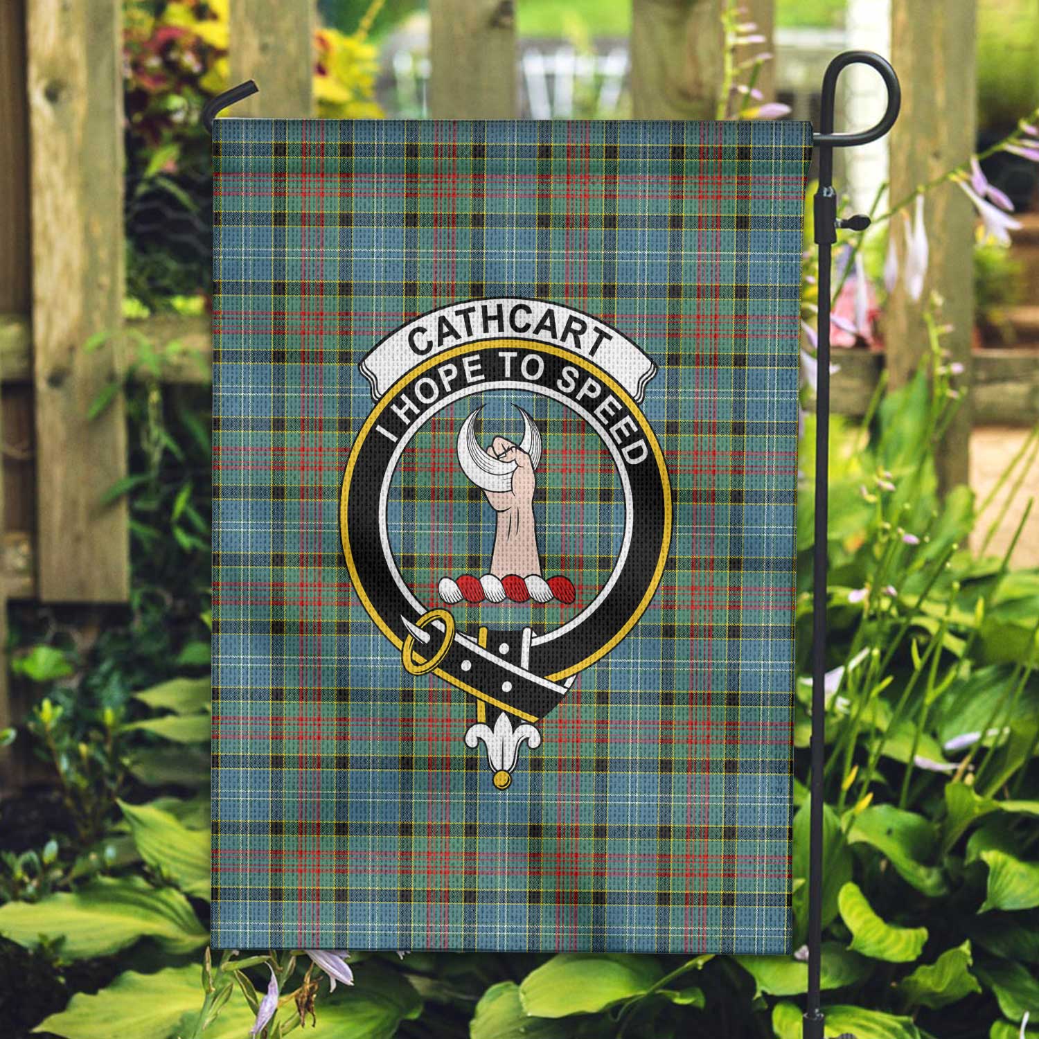 Clan Cathcart Tartan Garden Flag Crest And Plaid Basic Style