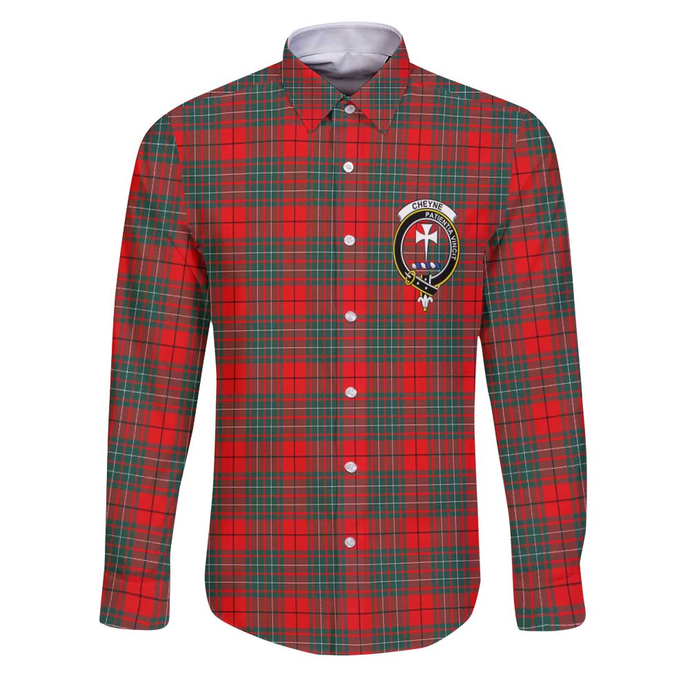 Clan Cheyne Tartan Long Sleeve Button Shirt Crest And Plaid Basic Style