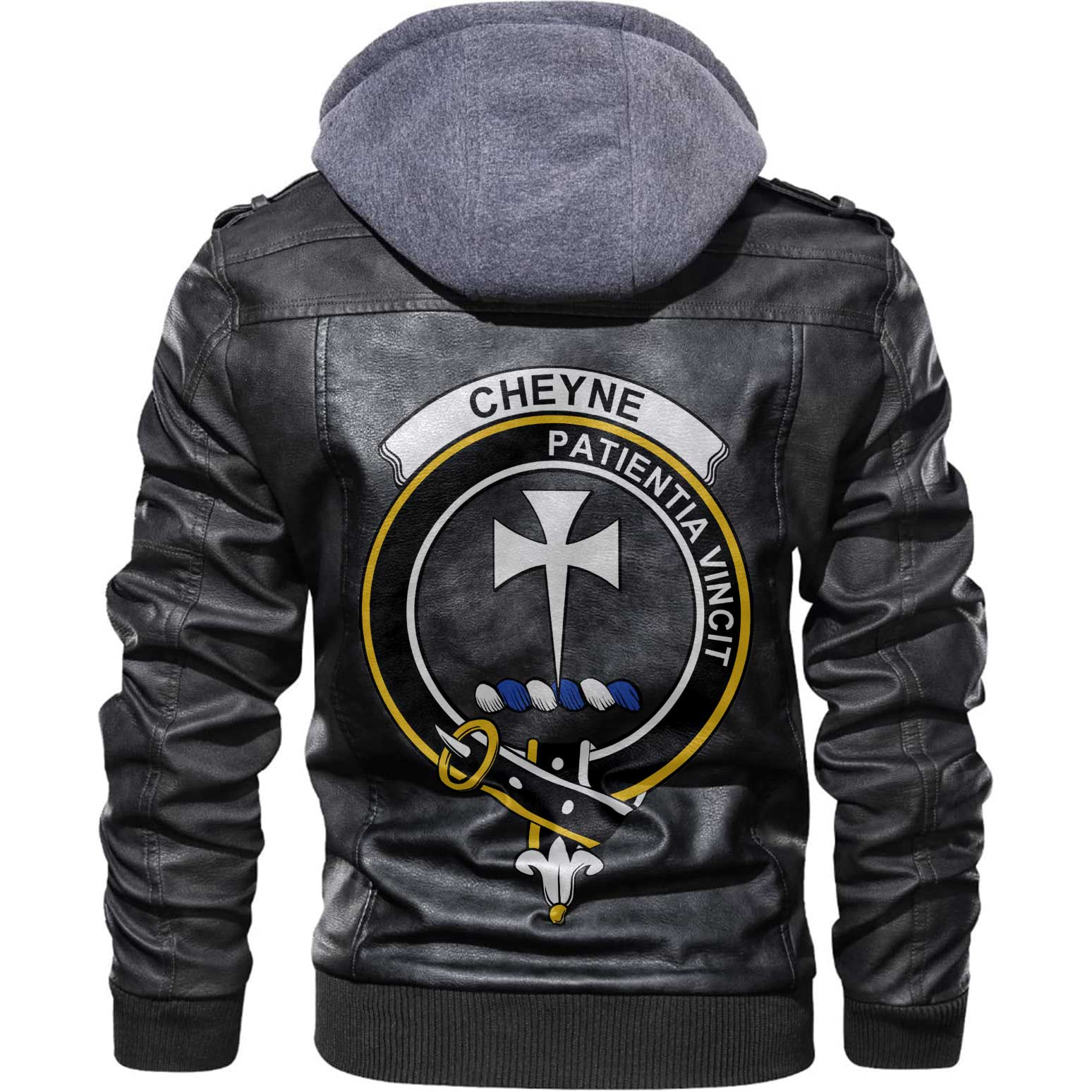 Clan Cheyne Tartan Zip Leather Jacket Crest And Plaid Basic Style