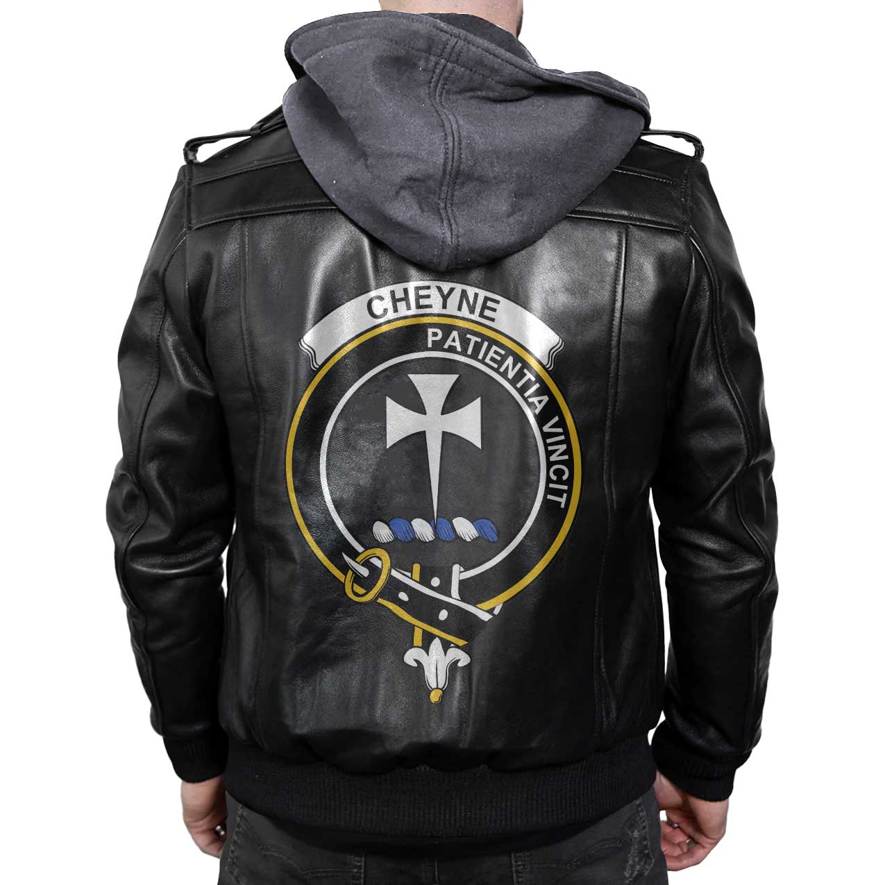 Clan Cheyne Tartan Zip Leather Jacket Crest And Plaid Basic Style