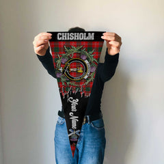 Clan Chisholm Tartan Felt Pennant Crest And Plaid Basic Style