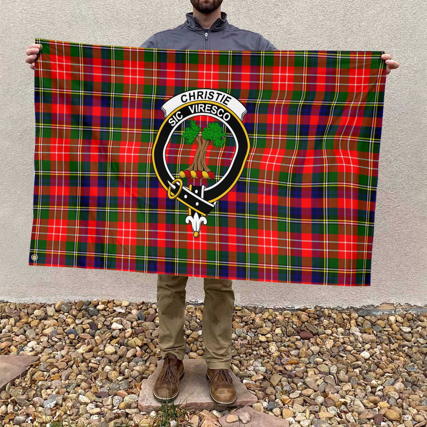 Clan Christie Tartan Flag Crest And Plaid Basic Style