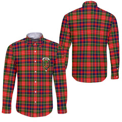 Clan Christie Tartan Long Sleeve Button Shirt Crest And Plaid Basic Style