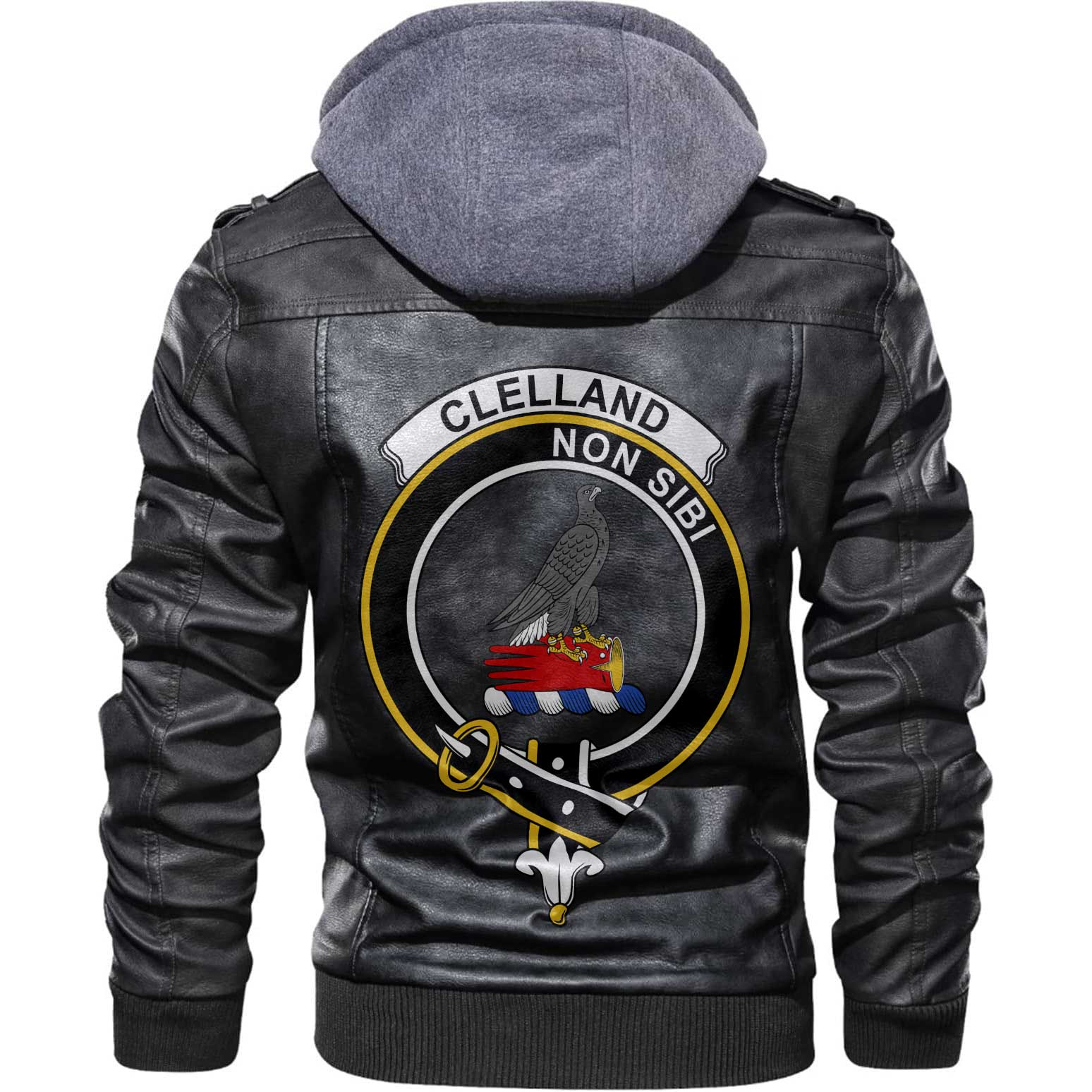 Clan Clelland Tartan Zip Leather Jacket Crest And Plaid Basic Style