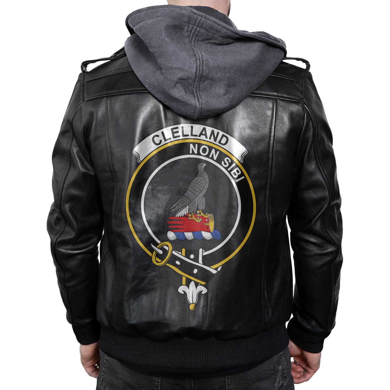Clan Clelland Tartan Zip Leather Jacket Crest And Plaid Basic Style