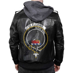 Clan Clelland Tartan Zip Leather Jacket Crest And Plaid Basic Style
