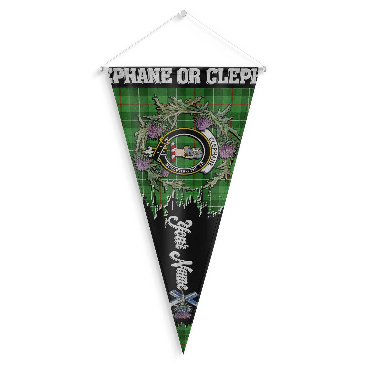 Clan Clephane Or Clephan Tartan Felt Pennant Crest And Plaid Basic Style