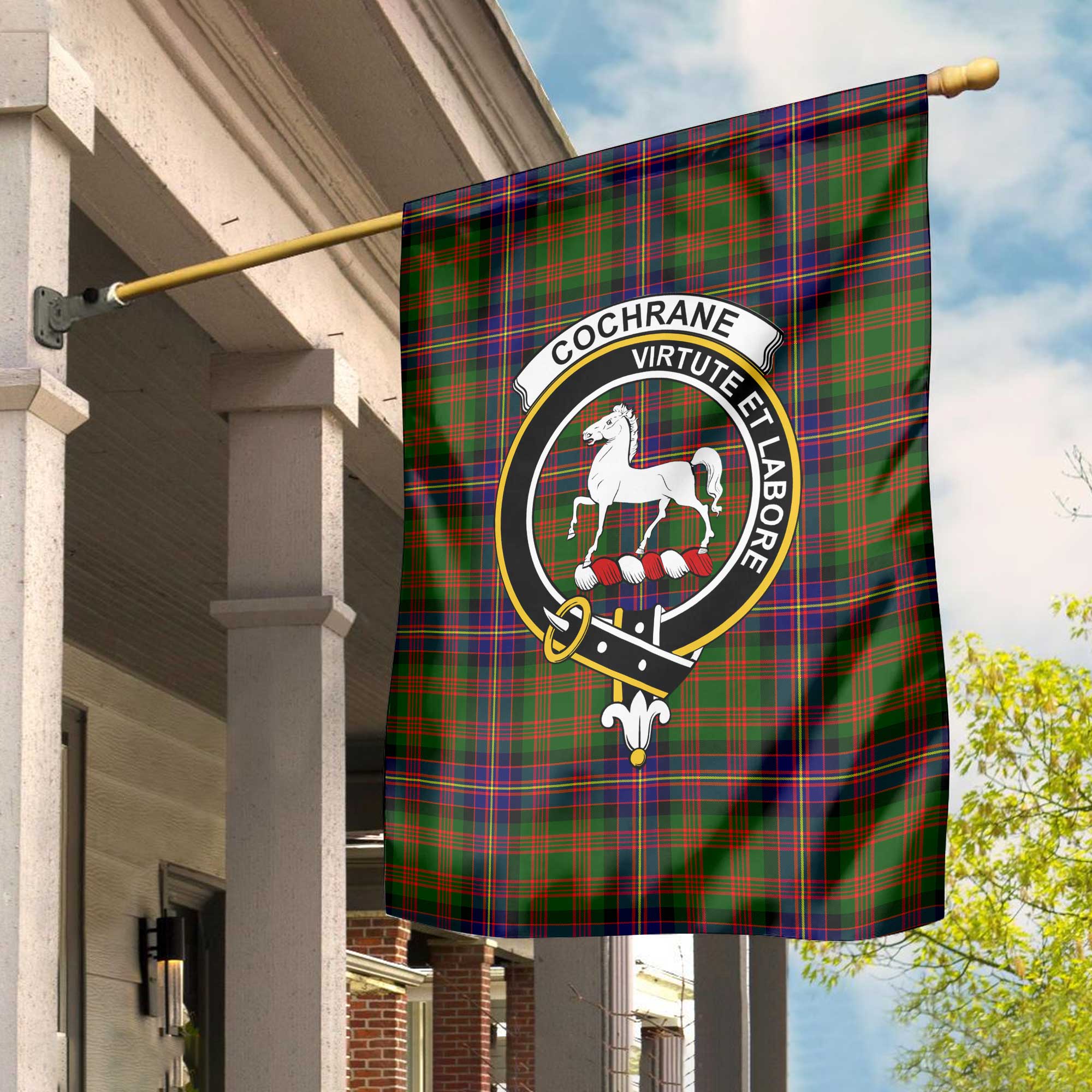 Clan Cochrane Tartan Garden Flag Crest And Plaid Basic Style