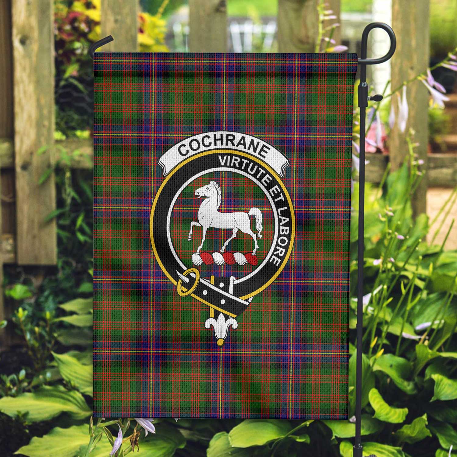 Clan Cochrane Tartan Garden Flag Crest And Plaid Basic Style