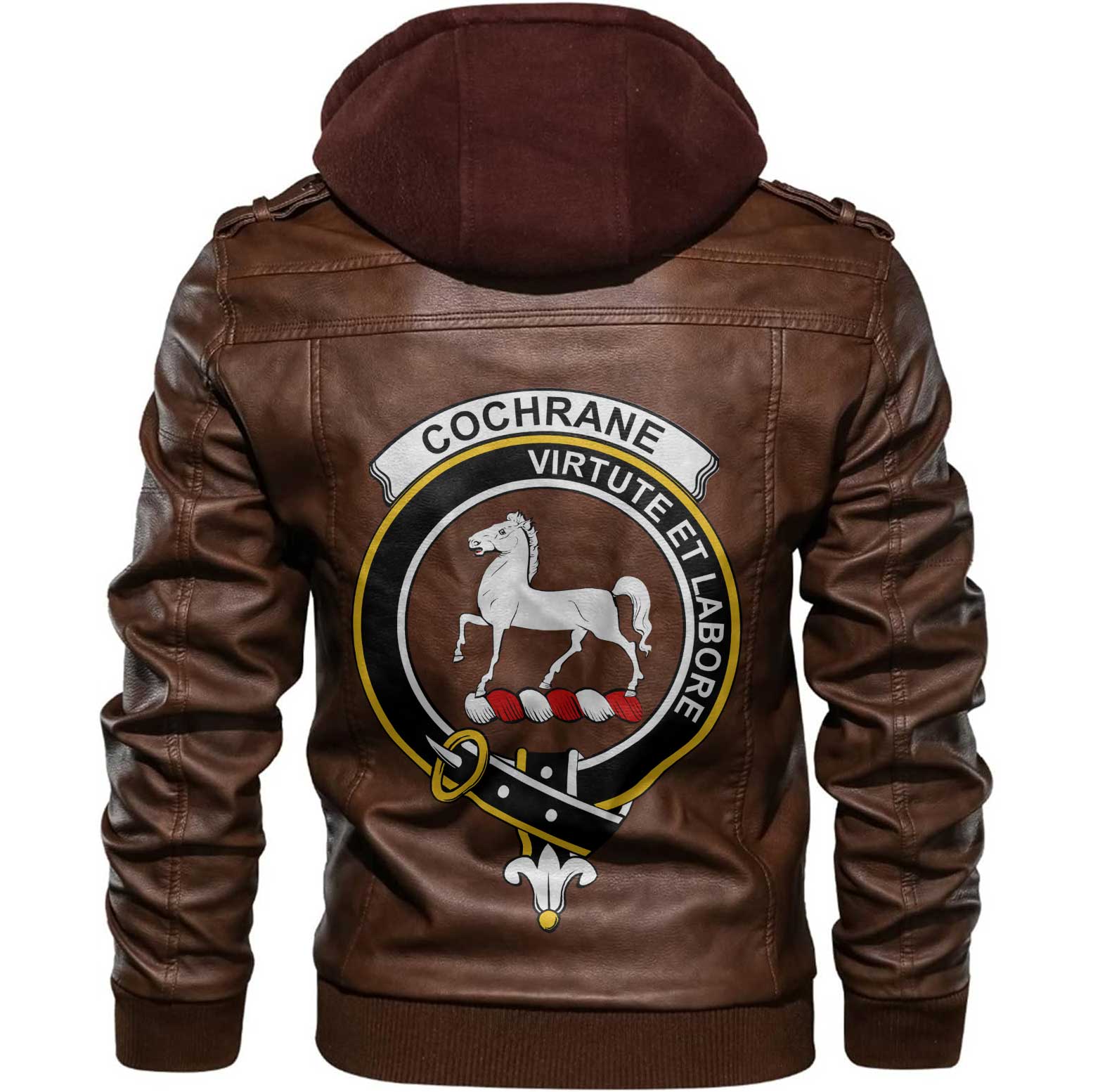 Clan Cochrane Tartan Zip Leather Jacket Crest And Plaid Basic Style