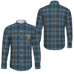 Clan Cockburn Tartan Long Sleeve Button Shirt Crest And Plaid Basic Style