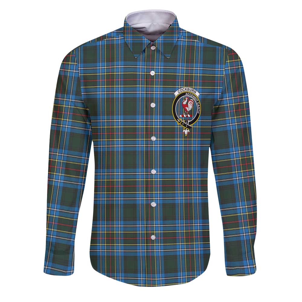Clan Cockburn Tartan Long Sleeve Button Shirt Crest And Plaid Basic Style