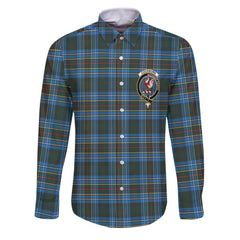 Clan Cockburn Tartan Long Sleeve Button Shirt Crest And Plaid Basic Style