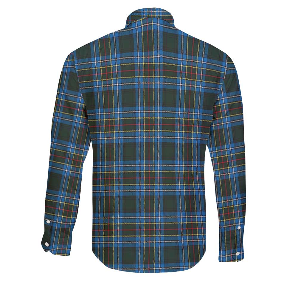 Clan Cockburn Tartan Long Sleeve Button Shirt Crest And Plaid Basic Style