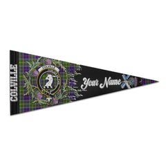 Clan Colville Tartan Felt Pennant Crest And Plaid Basic Style