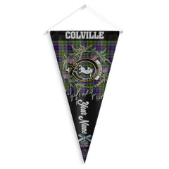 Clan Colville Tartan Felt Pennant Crest And Plaid Basic Style