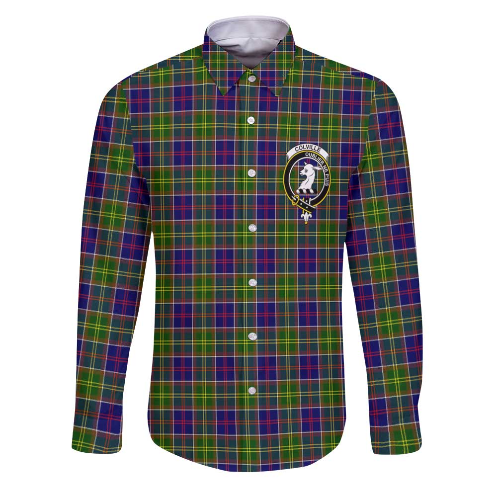 Clan Colville Tartan Long Sleeve Button Shirt Crest And Plaid Basic Style