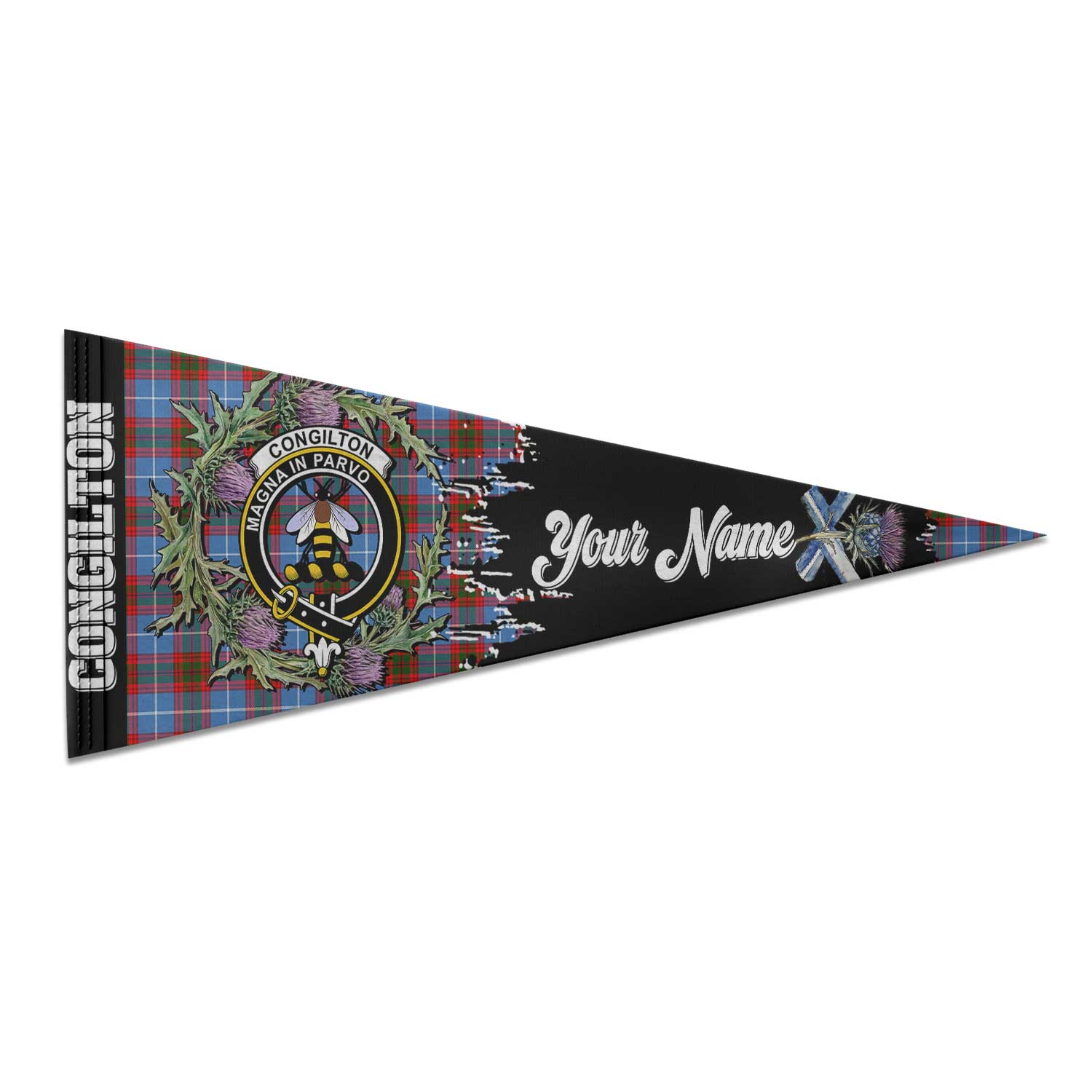 Clan Congilton Tartan Felt Pennant Crest And Plaid Basic Style