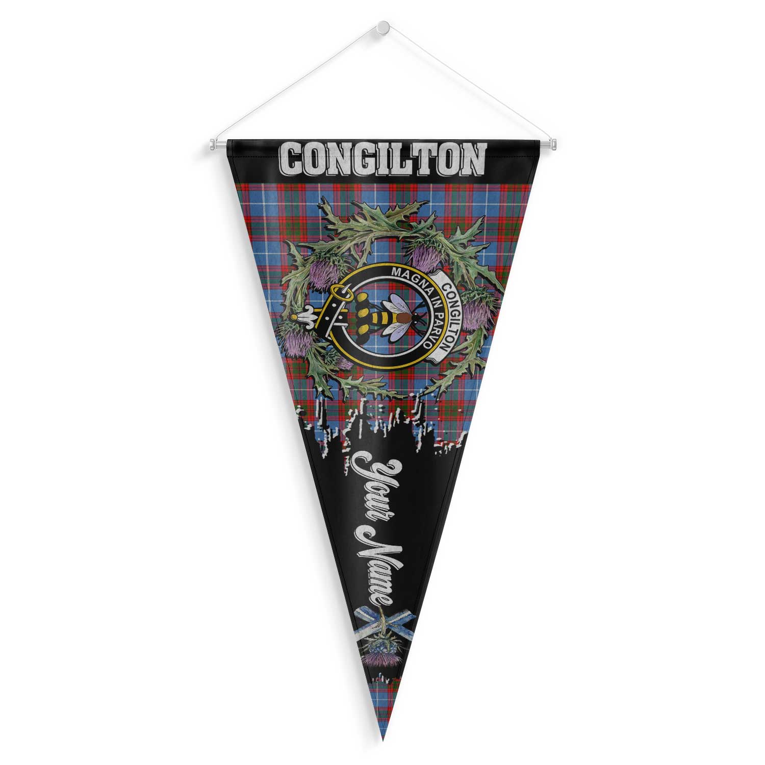 Clan Congilton Tartan Felt Pennant Crest And Plaid Basic Style