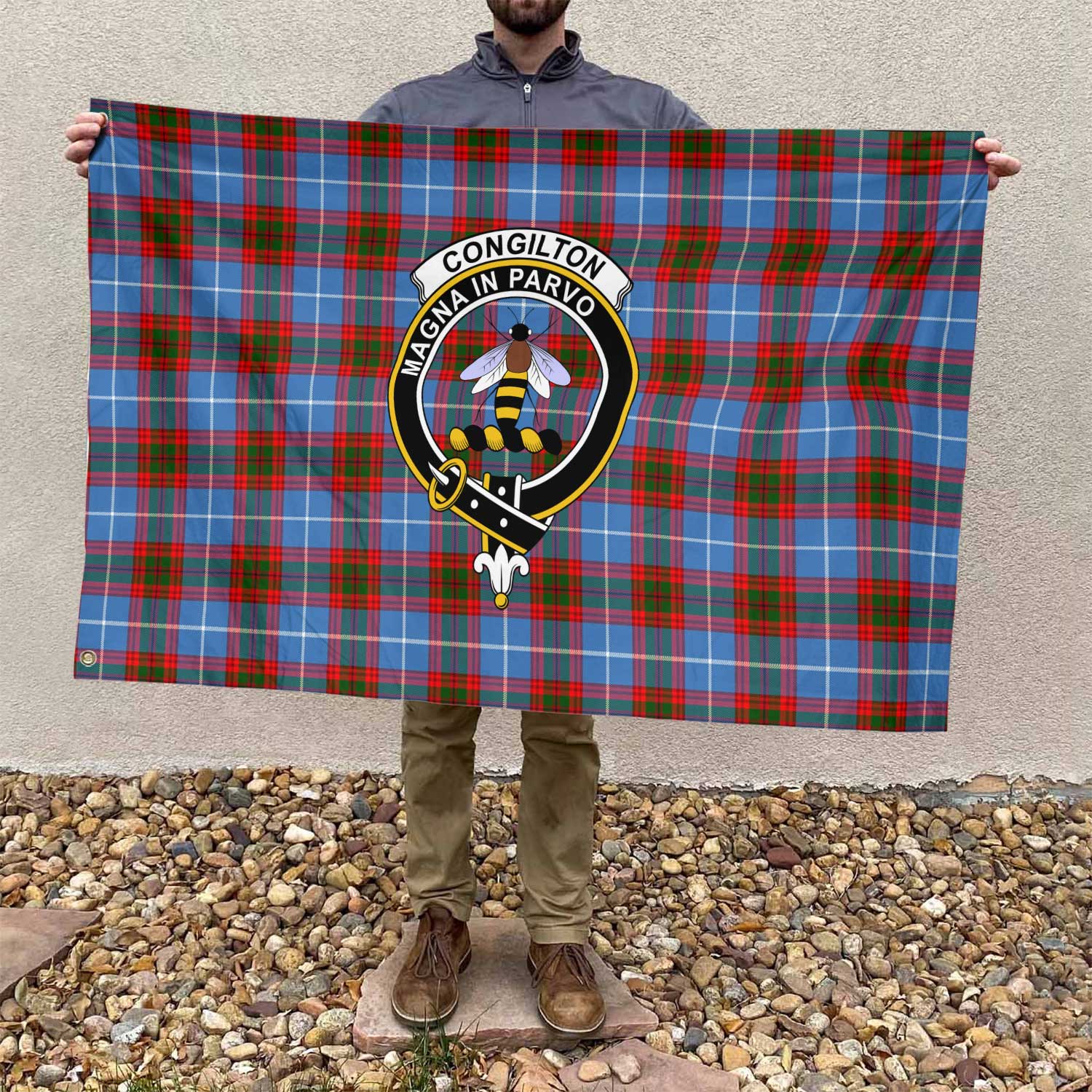 Clan Congilton Tartan Flag Crest And Plaid Basic Style