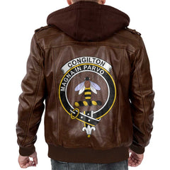 Clan Congilton Tartan Zip Leather Jacket Crest And Plaid Basic Style