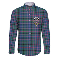 Clan Cooper Tartan Long Sleeve Button Shirt Crest And Plaid Basic Style