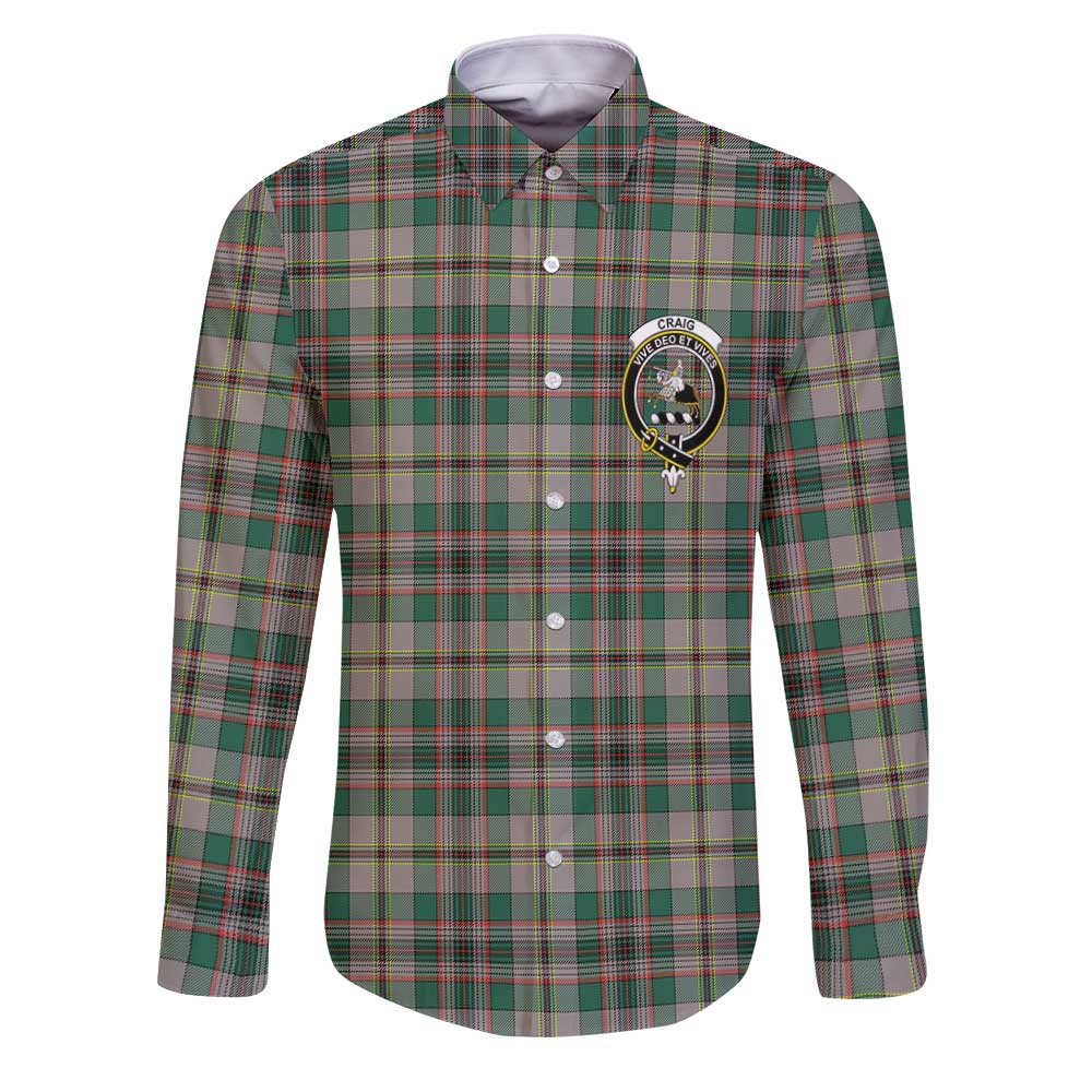 Clan Craig Tartan Long Sleeve Button Shirt Crest And Plaid Basic Style