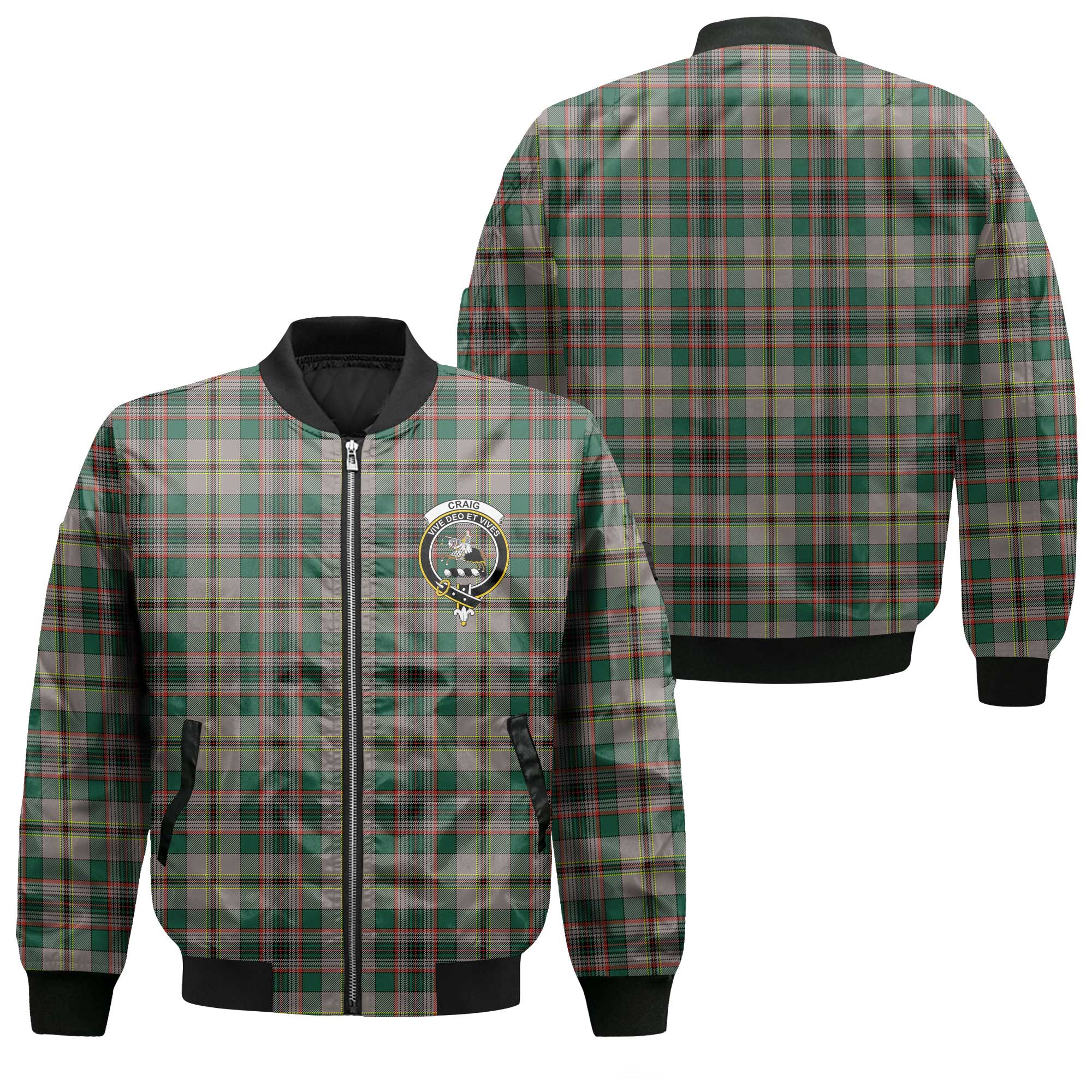 Clan Craig Tartan Women Bomber Jacket Crest And Plaid Basic Style