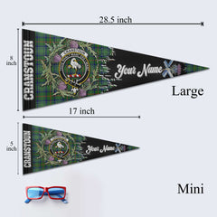 Clan Cranstoun Tartan Felt Pennant Crest And Plaid Basic Style