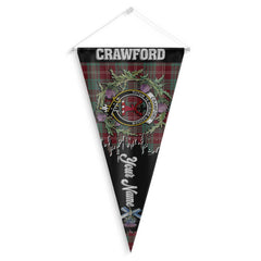 Clan Crawford Tartan Felt Pennant Crest And Plaid Basic Style