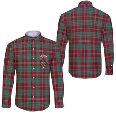 Clan Crawford Tartan Long Sleeve Button Shirt Crest And Plaid Basic Style