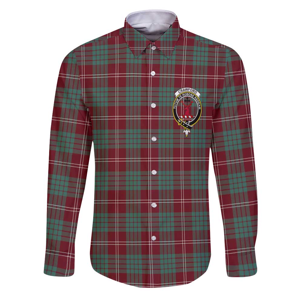 Clan Crawford Tartan Long Sleeve Button Shirt Crest And Plaid Basic Style