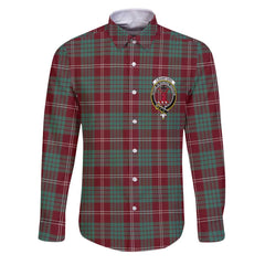 Clan Crawford Tartan Long Sleeve Button Shirt Crest And Plaid Basic Style